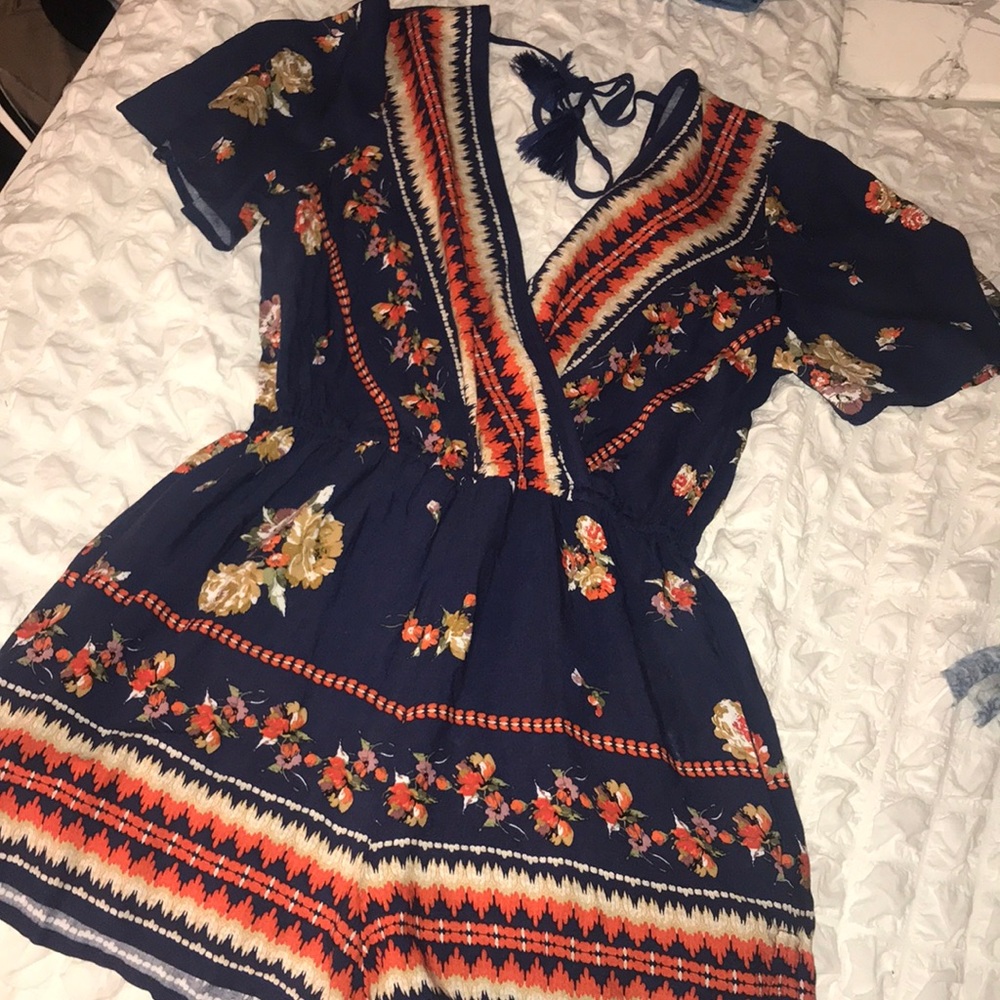 Floral Romper navy blue